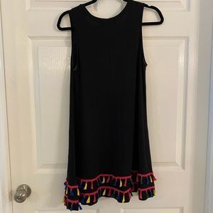 Black tank dress with multi color tassels
